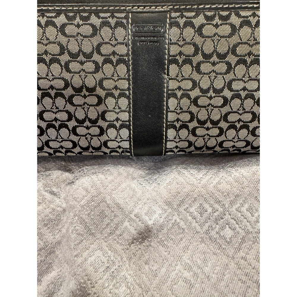 Coach Leather Wallet Black with C Logo Zip Around Multi Pocket In Black - Picture 5 of 11